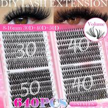 Christmas Gift, 640pcs Individual Eyelash Clusters (30D+40D+50D), Pink Eyelash Extension Kit Includes Lashes, Glue, Remover And Tools, Easy To Create Professional Lash Look At Home. Professional DIY Mink Lash Extension Kit - Create Salon-Level Results With Faux Mink Lashes, Strong Adhesive, Remover And Precise Tools, Easy To Use. - 彩色 - 查看 8