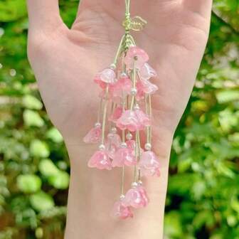 1 Piece Of Light Pink Floral Tassel Accessory - A Cute Pendant Suitable For Mobile Phones Or Backpacks, Fashionable Tassel Decoration With Pearl Details, Hanfu Accessory Pendant - Exquisite Handmade Tassel Earrings, Antique Hair Accessory Bag, Chinese Cultural Creative Small Accessories