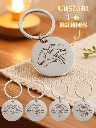 Ayotu Custom Keychain, Personalized Mom And Dad Holding Hands Keychain, Customizable With 1-6 Names, Customizable As A Gift Keychain For New Dads, Best Dad Style Keychain Gift, Suitable As Keychain Accessory