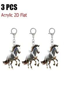 1pc White Horse Acrylic Pendant,Acrylic Keychain , Backpack Pendant, Bag Accessories,2D Flat Pendant,Multifunctional Accessories For Car Keys, Acrylic Decoration Car Pendant,Cute Horse Cartoon Family Keychain Bag Decoration ,Lobster Buckle Pendant,The Perfect Gift For Horse Lovers,Birthday Gift,Perfect For Car Keys, Backpacks - Multicolor - View 14