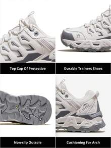 CAMEL CROWN 女士户外徒步鞋，透气防滑耐用轻便徒步鞋 - 白/灰 - 查看 4