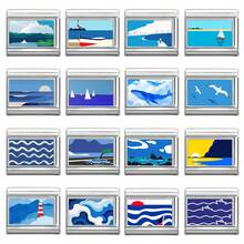 1pc DIY Photo Modular Bracelet, Decorated With Flower, Shell, Heart, Eye, Ocean Elements, Suitable As Party Gift For Friends/Couples, Applicable For Christmas, New Year, Halloween, Valentine's Day, Charming Design, Stainless Steel Jewelry, Local , Practical & Fashionable, Christmas & Halloween Essential, Autumn Tone, Christmas Style