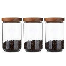 1pc Glass Storage Jar With Wooden Lid, Candy Jar With Lid, Sealed Borosilicate Glass Jar For Coffee Bean, Loose Leaf Tea, Nuts, Sugar, Spices, Kitchen Accessories, 450ml /16oz,750ml /26oz,1000ml/34oz,1500ml/51oz, Glass Bottle - Clear - View 22