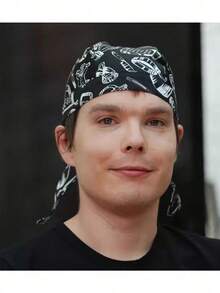 1 pieza Gorro de chef ajustable, diseño de calavera, material de poliéster negro, cierre a presión, ligero y elástico, adecuado para restaurantes y cocina - Multicolor - Ver 8