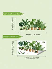 1 Peça Adesivo de Janela com Planta em Vaso Verde Pendurada, Adesivo de Janela com Planta Verde Tropical, Adesivo de Parede Removível com Cenário de Vaso de Cacto e Borboleta, Adesivo Decorativo Autocolante, Adequado para Decoração de Parede do Quarto, Sala de Estar, Escritório, Cozinha, Decoração Doméstica - Multicolorido - Visão 13