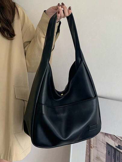 Vintage Commuter Underarm Bag, New Solid Color PU Leather Women's Shoulder Bag, Niche Minimalist Solid Color Handbag