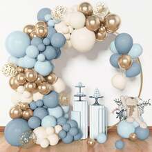 100pcs Grey Blue Sand White Brand Gold Balloon Arch Set, Suitable For Boy Birthday And Baby Shower, Foil Sequin Balloons - Baby Blue - View 9