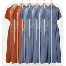 All - Bolsas transparentes para colgar ropa, bolsas de traje de 40 pulgadas para almacenamiento de clóset, bolsas de plástico a prueba de polvo, bolsa protectora de ropa con cierre para(24'' x 60'' Todo transparente, paquete de 6) - Multicolor - Ver 2