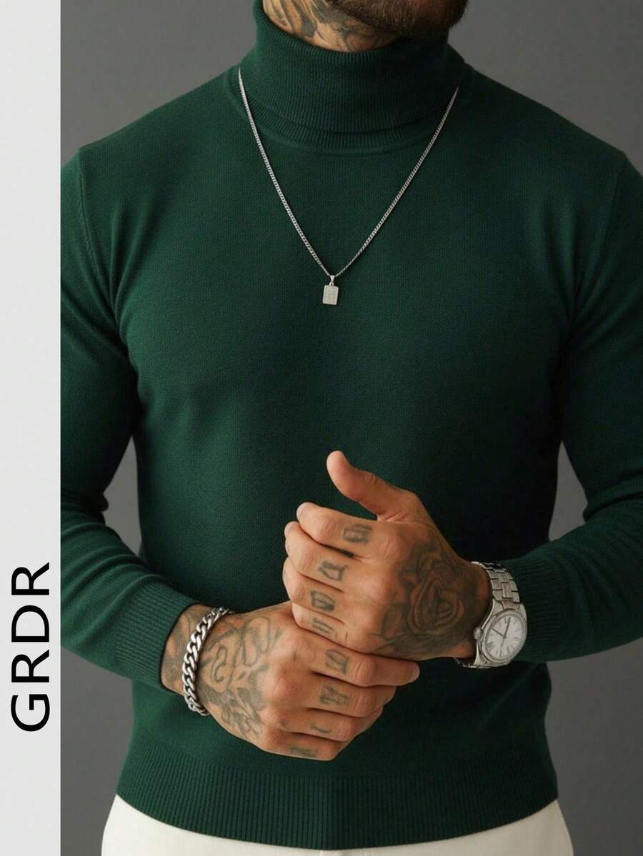 GRDR Men's Crew Neck Long Sleeve Sweater, Versatile Everyday Wear Knitted Pullover