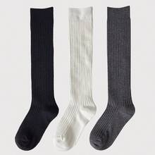 3 Pairs Women's Knee High Socks Solid Long Soft Ribbed Knit Slouchy Boot Socks For Women Girls, Cozy Socks
