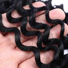 1 pieza Peluca negra de 22 pulgadas con ondas profundas, cabello a granel con ondas de agua para trenzar, cabello a granel rizado y ondulado profundo para extensiones de cabello - Multicolor - Ver 6