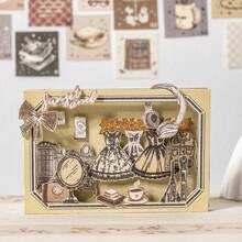 100张/袋迷你创意纸，百日打卡系列，专为娇嫩女孩设计，复古线条英文主题底纸，剪贴簿用品，笔记本配件，装饰相框，电脑和手机壳，水杯，旧杂志，铅笔盒，桌面留言纸，返校季用纸，学习用品 - 彩色 - 查看 8