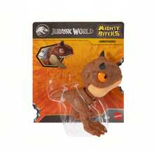 Mattel Jurassic World Mighty Little Biters Juguete de dinosaurio con acción de mordida, cambio de ojos, figura de acción de dinosaurio coleccionable, regalos para niños y niñas de 3, 4, 5, 6, 7 y 8 años, relleno de huevos de Pascua, regalos para Navidad, cumpleaños, Acción de Gracias - Carnotauro - Ver 1