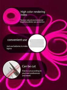 Luz de neón LED rosa, alimentada por batería, adecuada para bodas, habitación de princesa, decoración de dormitorio, iluminación de fiestas, letrero de neón, requiere baterías AA (no incluidas) - Rosa - Ver 6