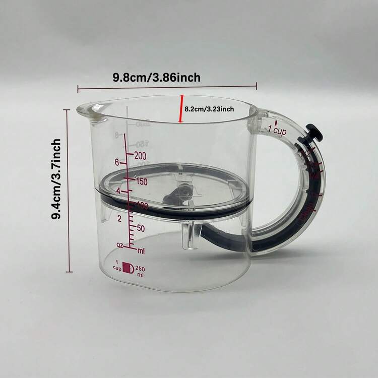 Taza de medir multifuncional ajustable de 4 en 1 con base de sellado tipo raspador, herramientas de tazas cúbicas para cocinar - Multicolor - Añade 2