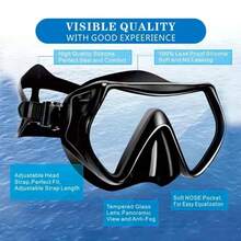 Professional Diving Mask, Anti-Fog 180° Snorkel Mask Diving Goggles, With Breathing Tube, Waterproof And Anti-Fog Deep Water Goggles Set Snorkeling Cave Diving Equipment For Underwater Activities Large Field Of View Diving Goggles, Deep Diving Mask Snorkel Set For Men And Women Adults,