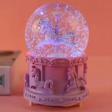 QY- Musical Snow Globe 3.94 Inches Glass Snow Globe With Music Color Changing Cute Automatic Snowfall Music Box Gift For Girls Granddaughters Birthday Christmas New Year Purple -9608 - Màu tím - Xem 3