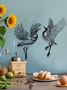 1pc Iron Crane Decoration Set, Crane Bird Decor, Unique Living Room Decoration, Bird Wall Hanging, Outdoor Wall Decor, Large Bird Wall Art - Multicolor - View 6