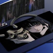 1pc Japanese Oni Mask Girl Control Mousepad XXL Mouse Pad Electronic Sports Keyboard Pads Gaming Setup Accessories Mouse Mat - Black - View 2