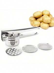 Stainless Steel Potato Presser Vegetable Juicer Masher Kitchen Cooking Tool Fruit Ricer Utensil - Silver - View 2
