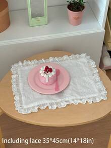 1 pieza/2 piezas/6 piezas Posavasos de encaje creativos, diseño de lunares de jacquard blanco, posavasos de decoración de nicho - Multicolor - Ver 3