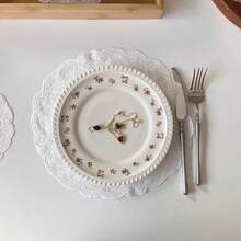 1pc European Style Embroidered Lace Tray Mat, Round Hollow Lace Edge, Suitable For Jewelry Display, Vintage Dining Mat - Multicolor - View 9