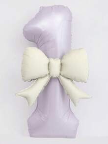 2个40英寸特大号奶油紫色数字铝箔气球，配奶油白色蝴蝶结，适合生日派对装饰、周年庆典等场合。 - 淺紫色 - 查看 7