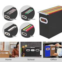 Organizador de archivos plegable con asa - Caja de almacenamiento de carpetas colgantes de cartón para escritorio, oficina, escuela o hogar - Caja de archivo portátil colorida, organizador de documentos, portarevistas, tamaño carta - 4 paquetes, negro - Negro - Ver 4