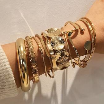 10/5pcs Fashionable Versatile Old Money Style Irregular Geometric Wave Knot Women'S Bracelet Set For Daily Wear, Parties, Vacations, Vacation Outfits, And Holiday Gifts