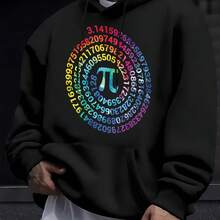 Black Hoodie With Pi Print And Colorful Numbers For Math And Science Lovers - 杏色 - 查看 6