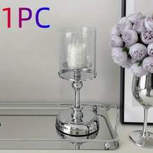 1pc European Style Metal Glass Candlestick Ornament Light Luxury Wedding Party Table Decoration Props, Home Romantic Candlelight Dinner, Table Decoration, Romantic Candlestick, Atmosphere Decor, Table Living Room Table Decor, Birthday Candles - 1pc - View 16