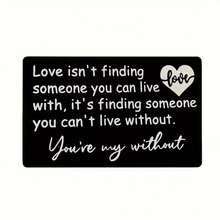 1pc "Love Token" Black Aluminum Alloy Wallet Card Engraved With Quotes, Ideal For Boyfriend Or Husband - Perfect 6th Or 10th Anniversary Gift, Deployment Memento Or Long-Distance Relationship Token, Valentine's Day Gift - Multicolor - View 7