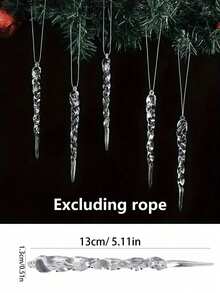 20pcs Christmas Ornaments Artificial Transparent Spiral Icicle Christmas Tree Decorations Home Decor Icicle Pendant Holiday Background Hanging DIY Crafts Birthday Party Festival Decoration - Clear - View 7
