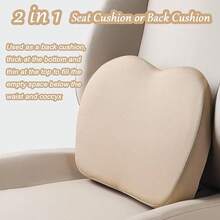 2 en 1 Cojines de Cuña para Coche o Soporte Lumbar para Conducir - Cojín de Asiento de Conductor de Espuma de Memoria Suave de 3.5 Pulgadas para Coche y Camión - Cojín de Confort para el Coxis y Alivio del Dolor de Espalda, Beige - Rosa - Ver 3