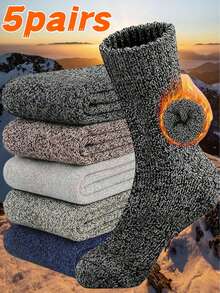 10 Pairs Men's Thick Wool Socks, Winter Socks, Thermal Socks, Suitable For Skiing, Cycling, Outdoor Sports, Christmas/Thanksgiving/New Year Gifts, Comfortable Socks For Daily Life, Fashionable Outdoor Running Socks, Cozy Socks - Multicolor - View 13