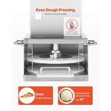 Electric Pizza Dough Press Machine, 6 Inch Pizza Pastry Press Plate, Stainless Steel Bread Presser, Adjustable Thickness Commercial Forming Machine, With 100 Pcs Parchment Paper - 查看 4