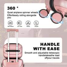 DEESSERA YOUGGELl Carry-On Luggage Sets Ultra - Ligh With USB Charger & Cup Holder - TSA Approved Lightweight Hardshell 360° Spinner Wheels For Air Travel Luggage For Travel Lovers 20inch+13inch Combination Carry Luggage. - Rose Gold - View 6