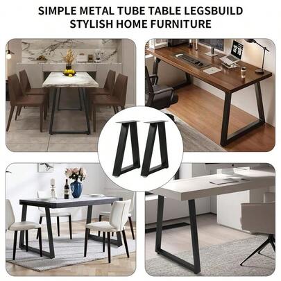 2 Pcs 16 Inch Trapezoid Metal Table Legs With Screws And Adjustable Feet Pads For Bench Legs, Coffee Table Leg...