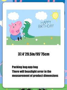 Peppa Pig Theme Cartoon Bedroom Dormitory Rental Room Decoration Birthday Banner Cartoon Animal Scene New Little Pig Birthday Background Cloth Banner Cartoon Theme Party Background Decoration Supplies - Multicolor - View 3