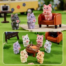 24pcs Simulation Cartoon Heart-Shaped Seven-Color Cats Micro Landscape Scenery Resin Accessories Desktop Decorations Car Hanging Ornaments - Multicolor - View 2