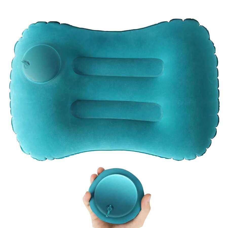 1 pièce Oreiller gonflable de voyage de camping, oreiller de piscine, oreiller de voiture ultra doux pour le soutien du cou et du dos. Équipement de camping, articles essentiels de camping - Multicolore - Voir 1