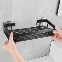 Prateleira Organizadora de Parede Preta – Plástica Autoadesiva p/ Cozinha e Banheiro - Preto - Visão 5