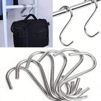 Stainless Steel S-Shaped Hooks, Multi-Functional Home Use Heavy-Duty Hanging Hooks For Bathrooms, Kitchens, Closets, Curtains, And Towels - Rustproof, Durable Storage & Organization Organizer