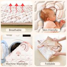 Baby Play Mat, 50x50 Playpen Mat With Super Soft Touch, Activity Mat With Upgraded Anti-Slip Bottom, Machine Washable Crawling Mat For Floor & Picnic - 彩虹 - 查看 5
