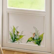 Contemporary Lily-Of-The-Valley Wall Stickers With Green Foliage & Fairy- Removable PVC Decals For Floors/Walls/Cabinets/Switchs - Self-Adhesive For Home Decor (Easy Install) - Multicolor - View 5