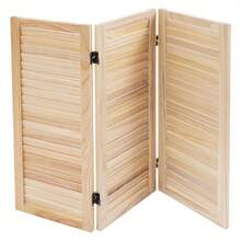 HOHOBLA 3 Panel Wood Short Window Room Divider 35.4" W X 31.9" H, Double Sided Folding Screen Divider For Room Separation, Raw Wood [US STOCK, Christmas Gift] - Wood Color - View 5