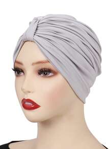 1 chiếc khăn xếp li màu trơn dành cho phụ nữ Hồi giáo, có nắp đậy phía sau - Nhiều màu - Xem 10