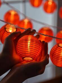 150厘米/300厘米 10/20灯 红色纸灯笼串灯，中国新年灯笼，农历新年室内照明，电池供电悬挂式灯笼串灯，适用于中国新年装饰、春节、婚礼、派对装饰、圣诞节、元宵节、市场、餐厅、庙会、聚会、广场、摄影和家居照明装饰