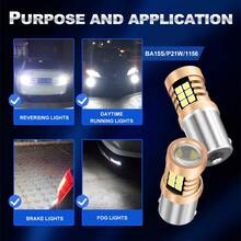 TOAUTO 2Pcs P21W Led 1156 T20 W21/5W 7443 P21/5W 3157 1200LM W21W Car Bulb 7440 BA15S BAY15D PY21W Auto DRL Light 1157 White 12V Lamp