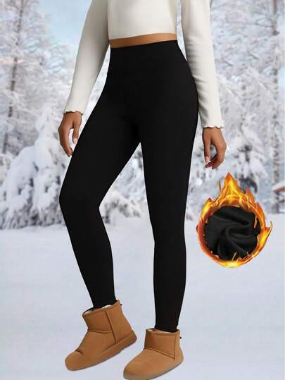 大码女式保暖加厚高腰紧身裤，冬季运动保暖加厚紧身裤，柔软瑜伽裤，女装